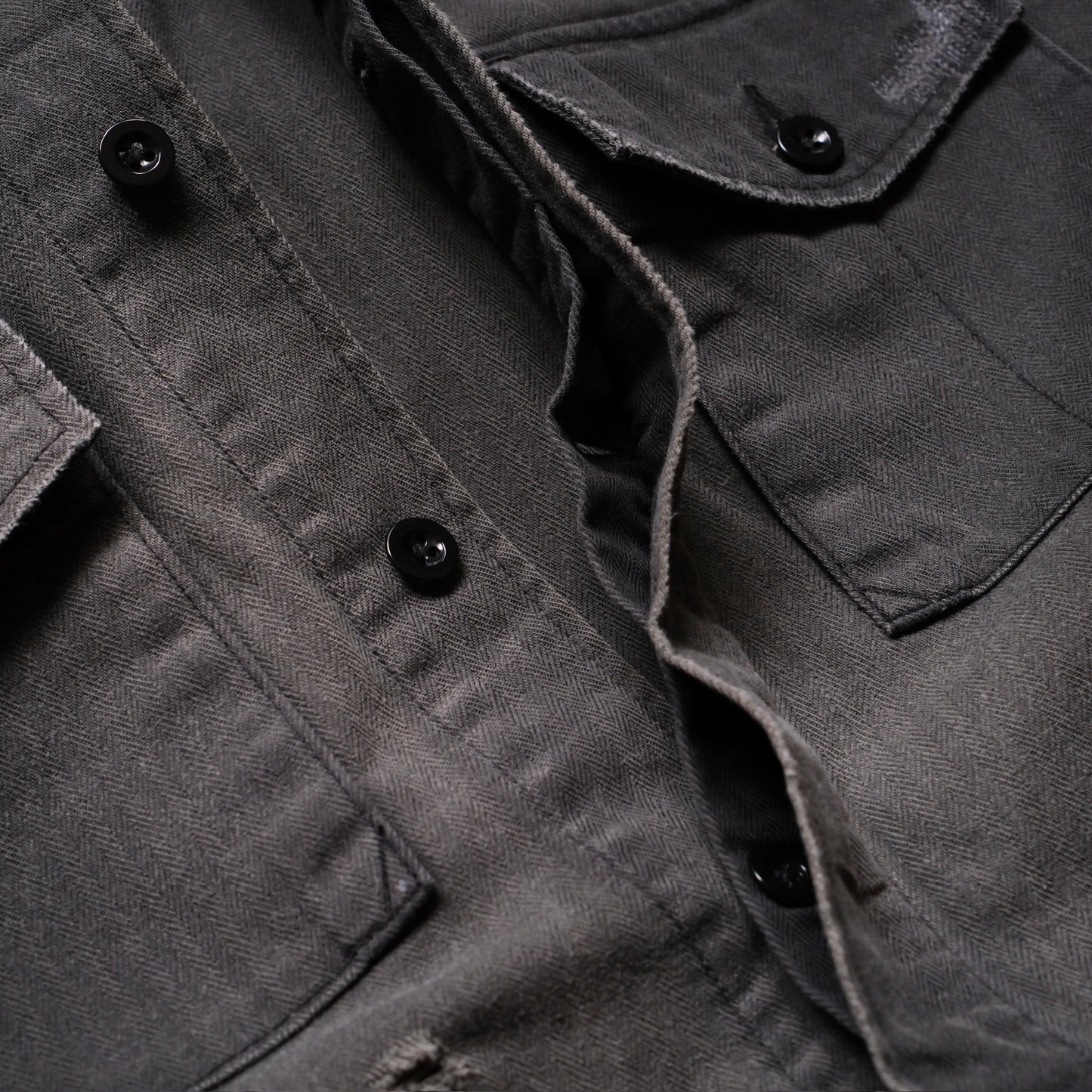 ANACHRONORM Remaked Herringbone Military Shirt Jacket