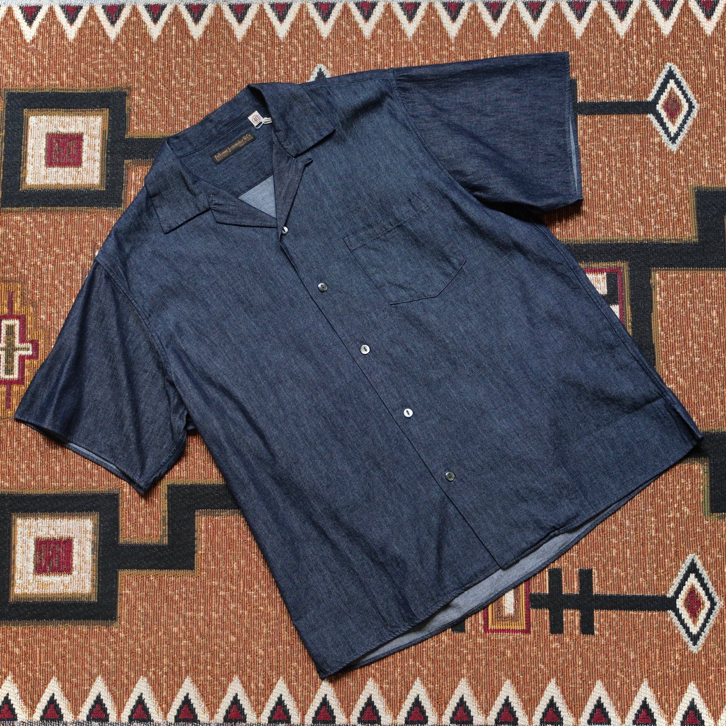 FULL COUNT Denim Open Collar S/S Shirt