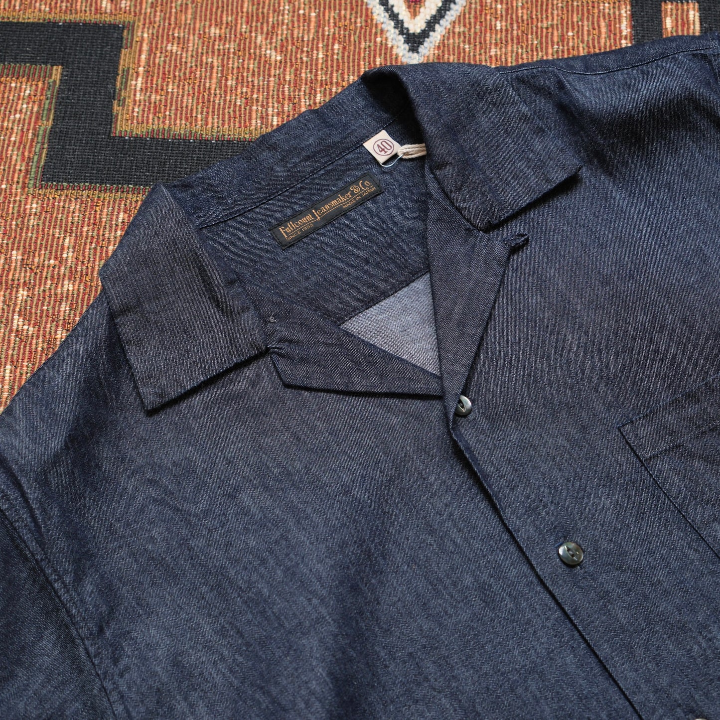 FULL COUNT Denim Open Collar S/S Shirt