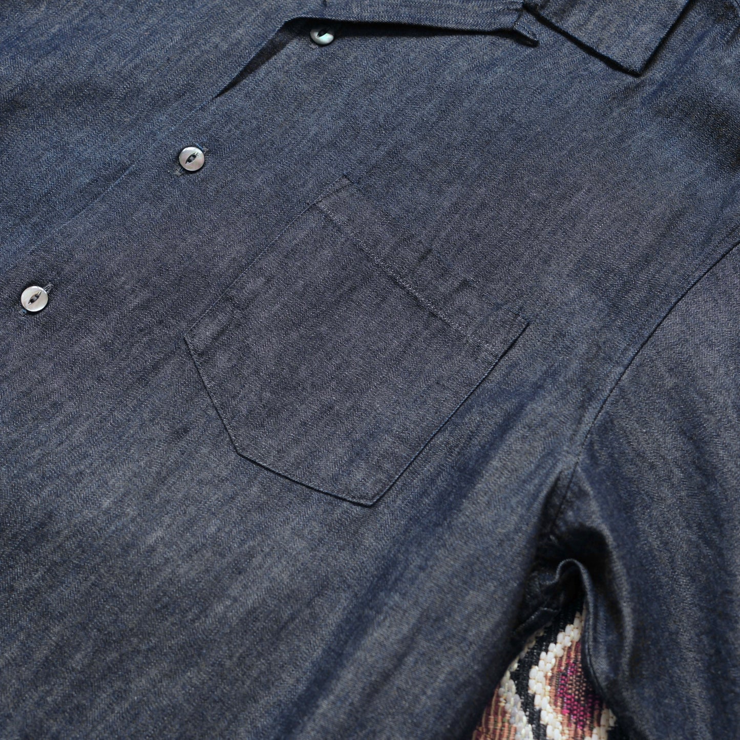FULL COUNT Denim Open Collar S/S Shirt