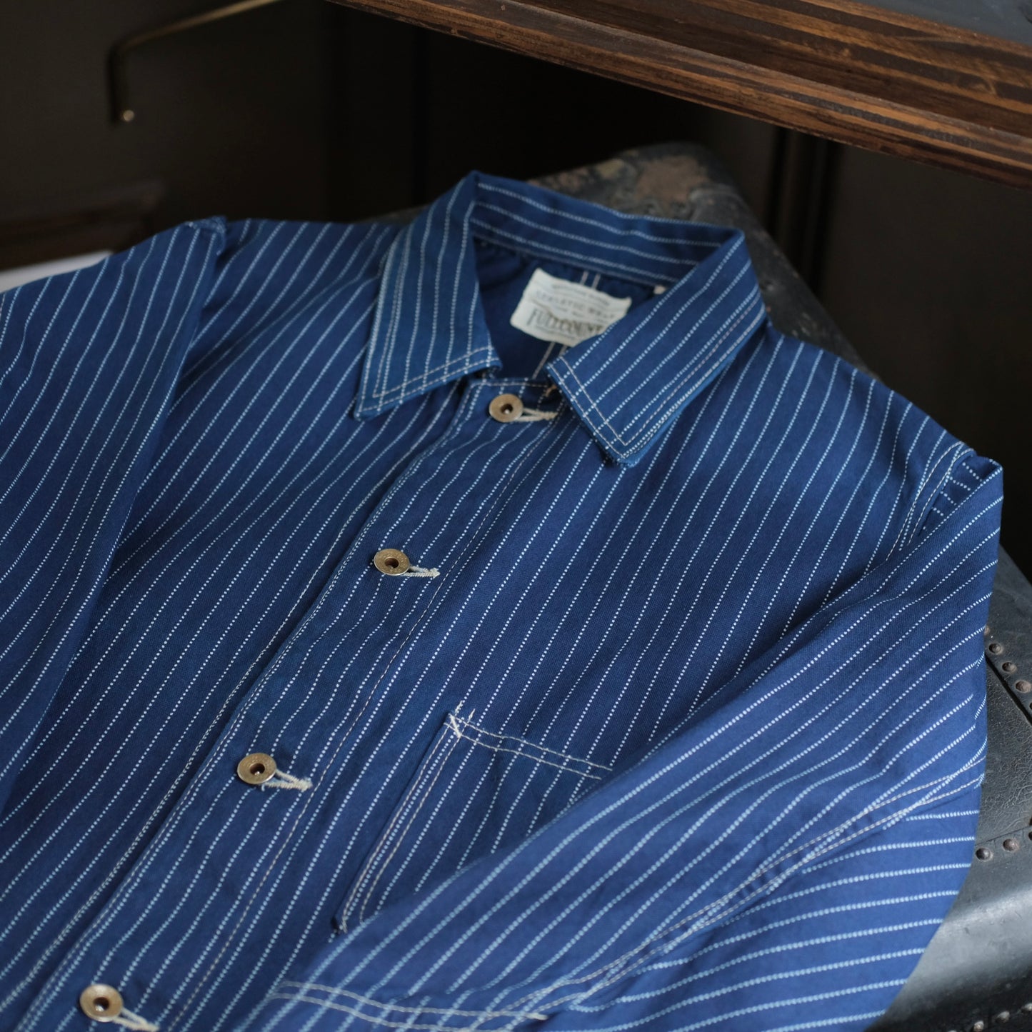 FULL COUNT Indigo Wabash Stripe Chore Jacket