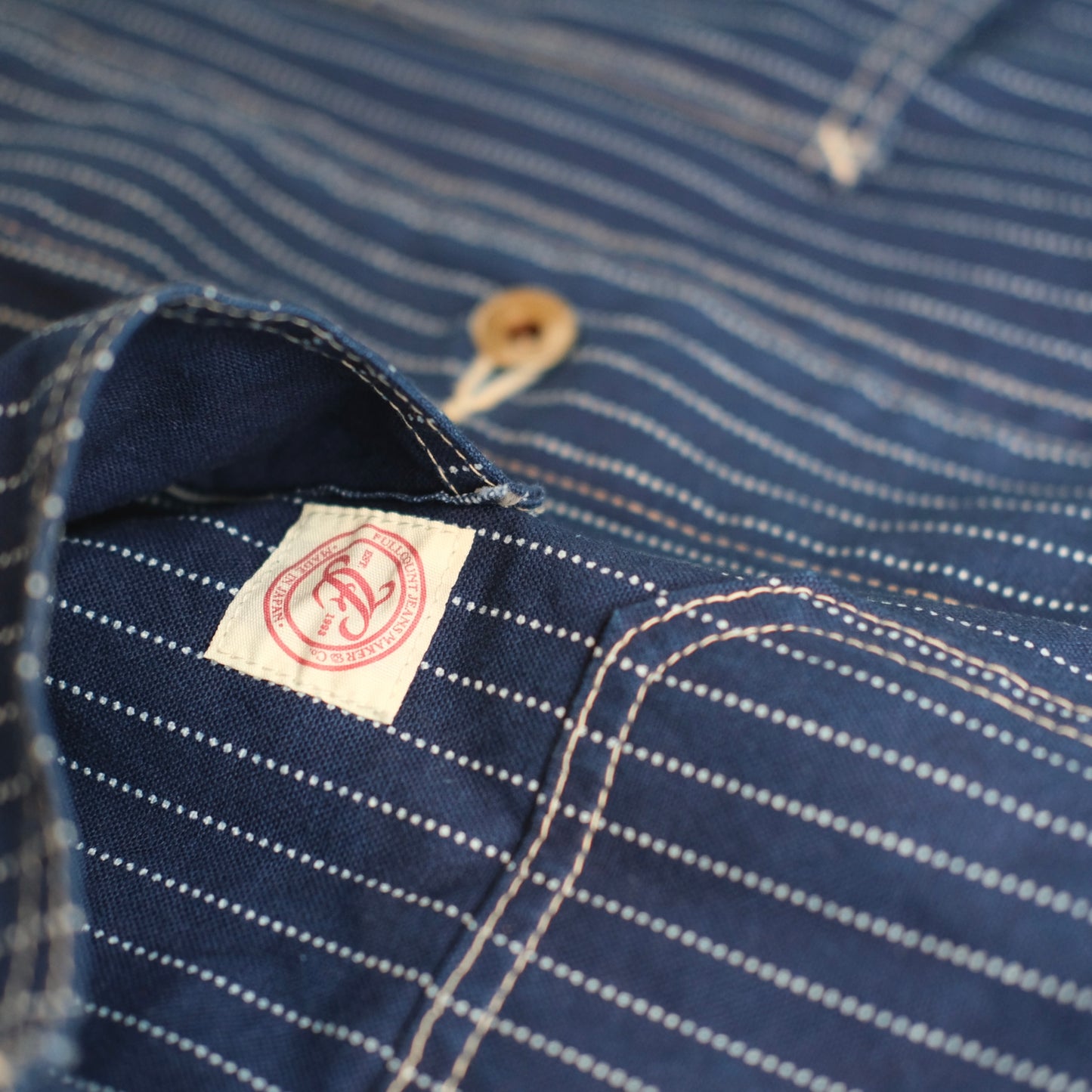 FULL COUNT Indigo Wabash Stripe Chore Jacket