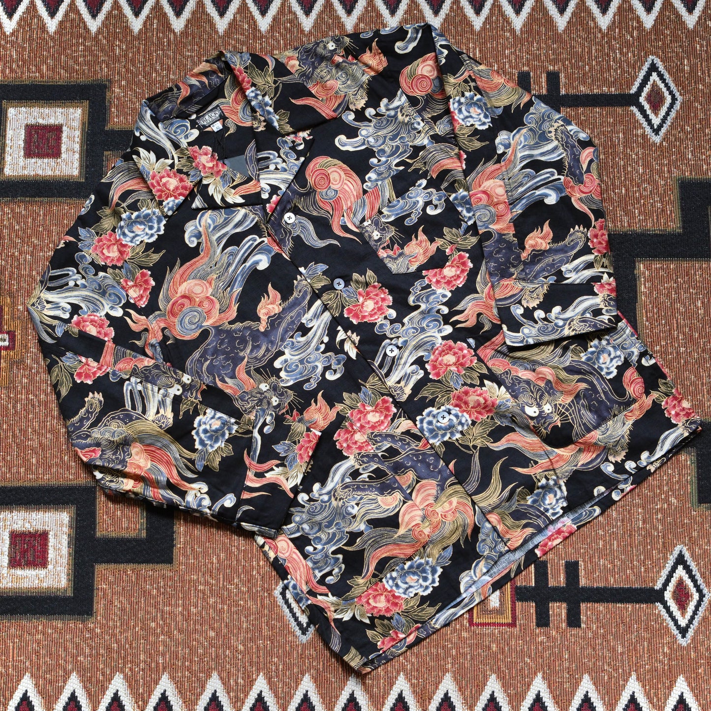 BLACK SIGN "Japanese Lion and Peony" Night Shirt