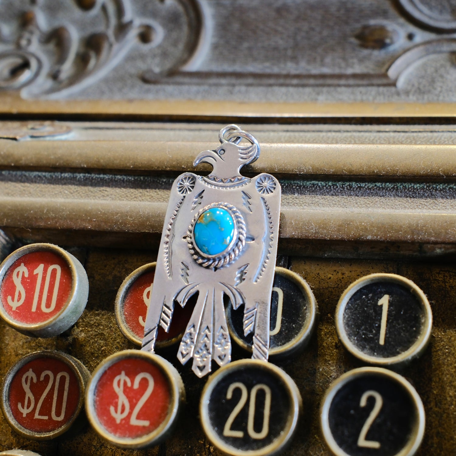 Dear Blossom Engraved Thunderbird with Turqoise (T-137TQ)