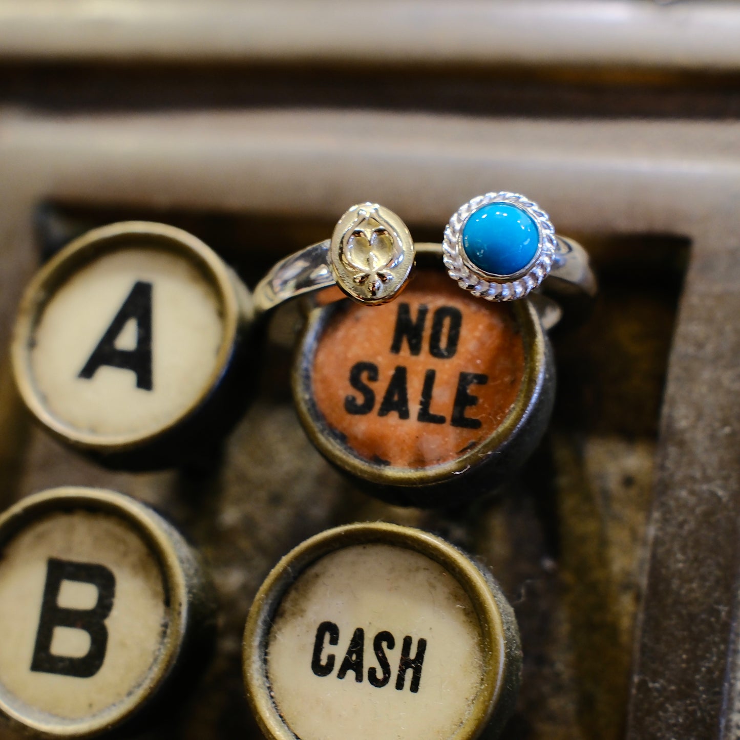 Dear Blossom K18 Gold Plate Naja Eagle & Turquoise Ring (R-092)