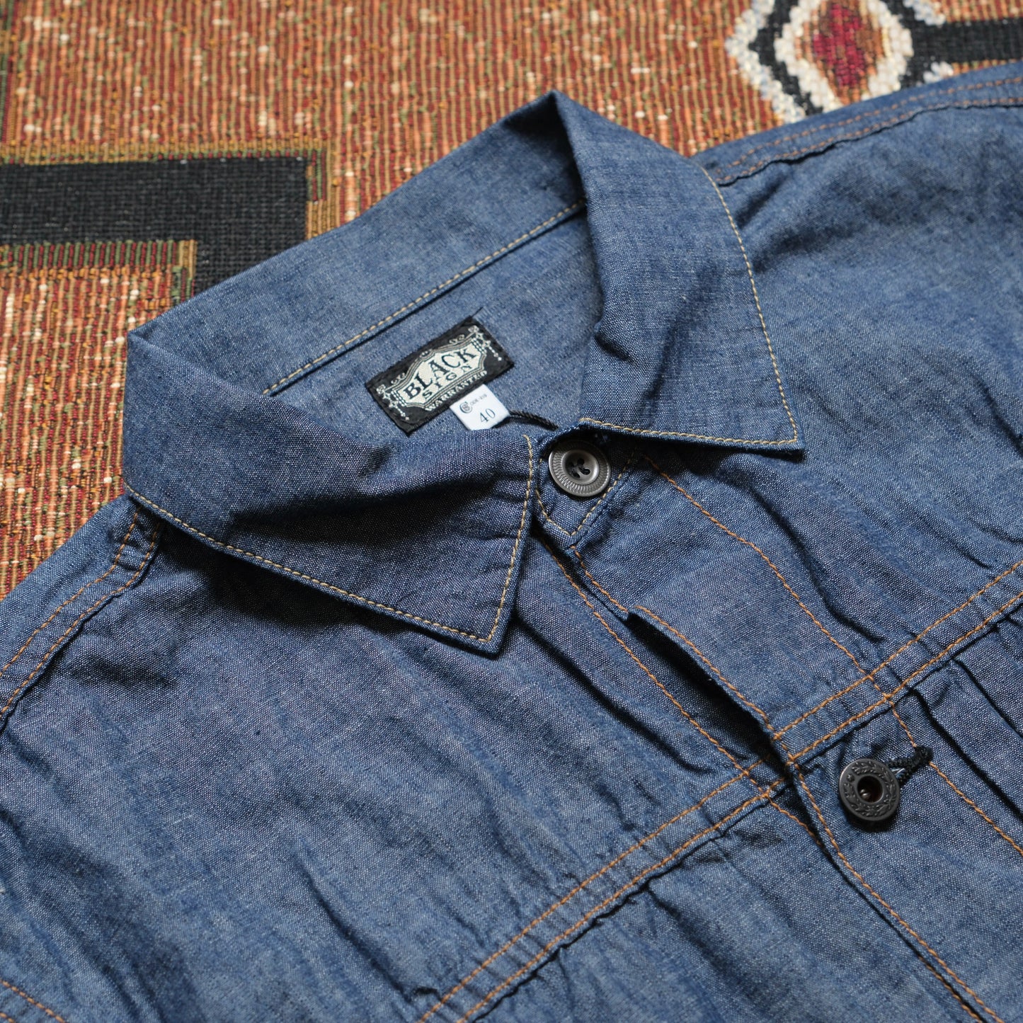 BLACK SIGN 5.5oz Selvedge Chambray Pleats Jacket