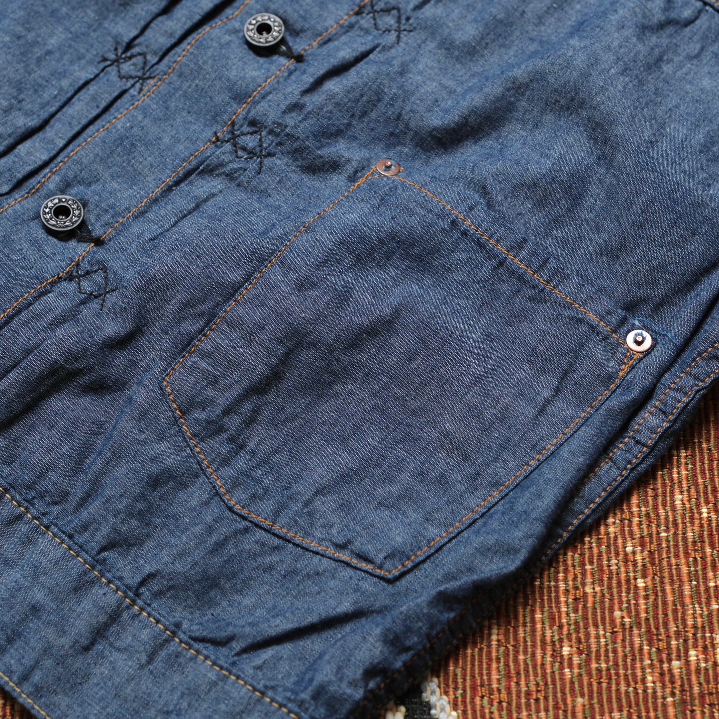 BLACK SIGN 5.5oz Selvedge Chambray Pleats Jacket