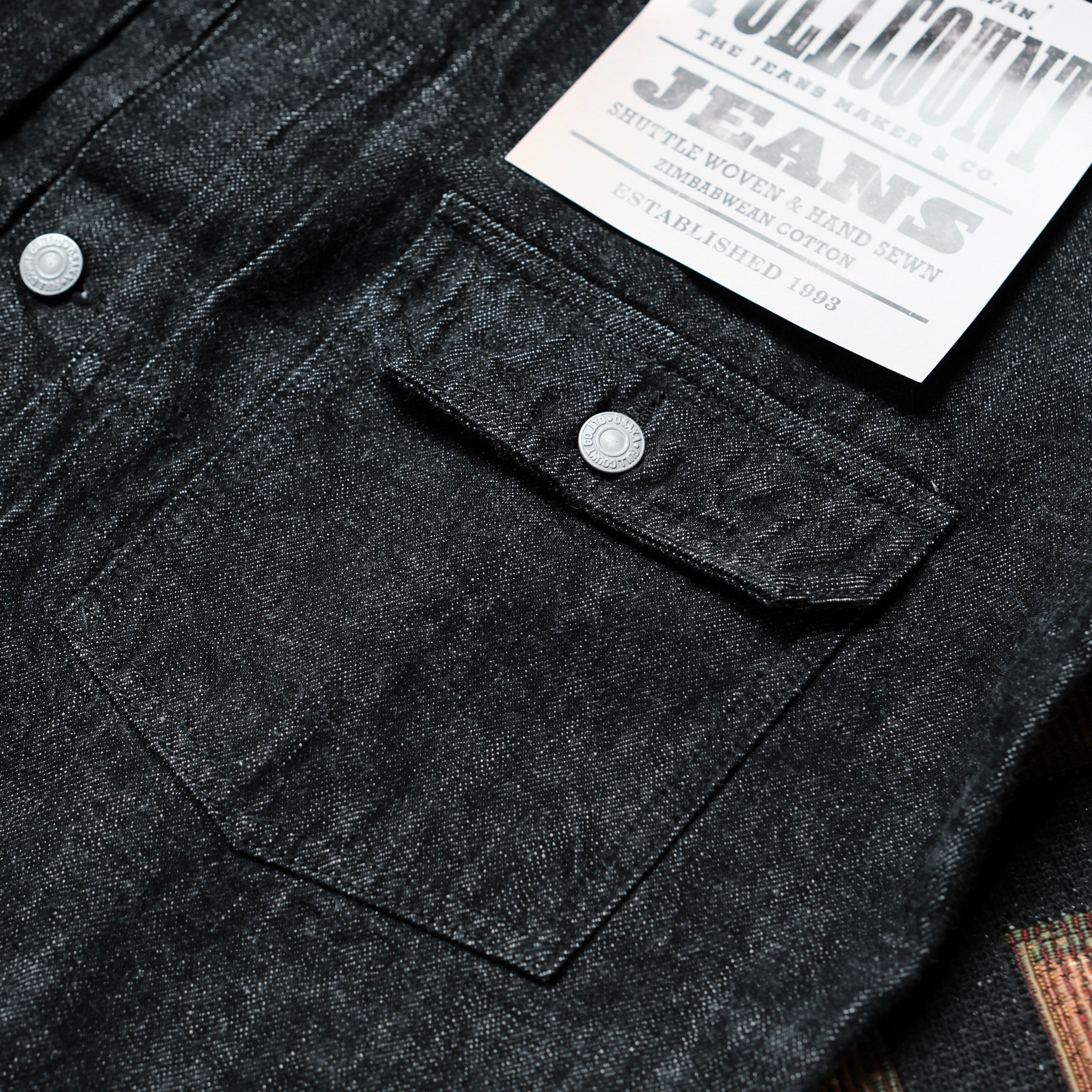 FULL COUNT Type 1 Black Denim Jacket (2107BK) – Leather Healer