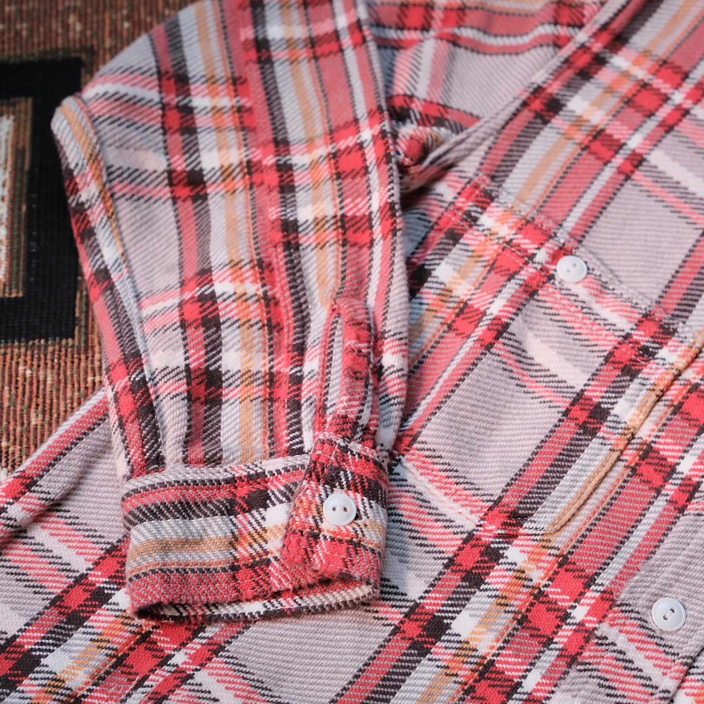 FULL COUNT Original Cotton Check Flannel Shirt (Fade & Damage)