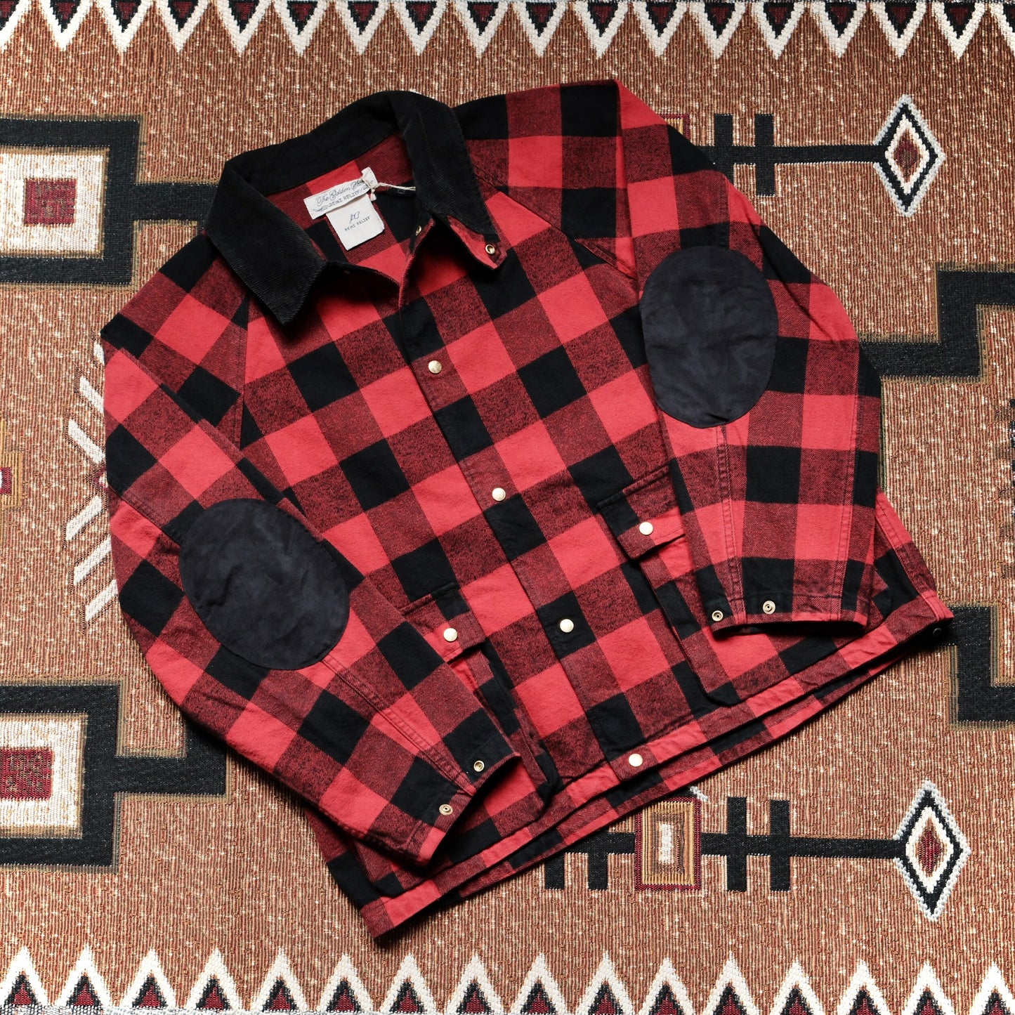 REMI RELIEF Block Checked Flannel Field Jacket with Elbow Patch