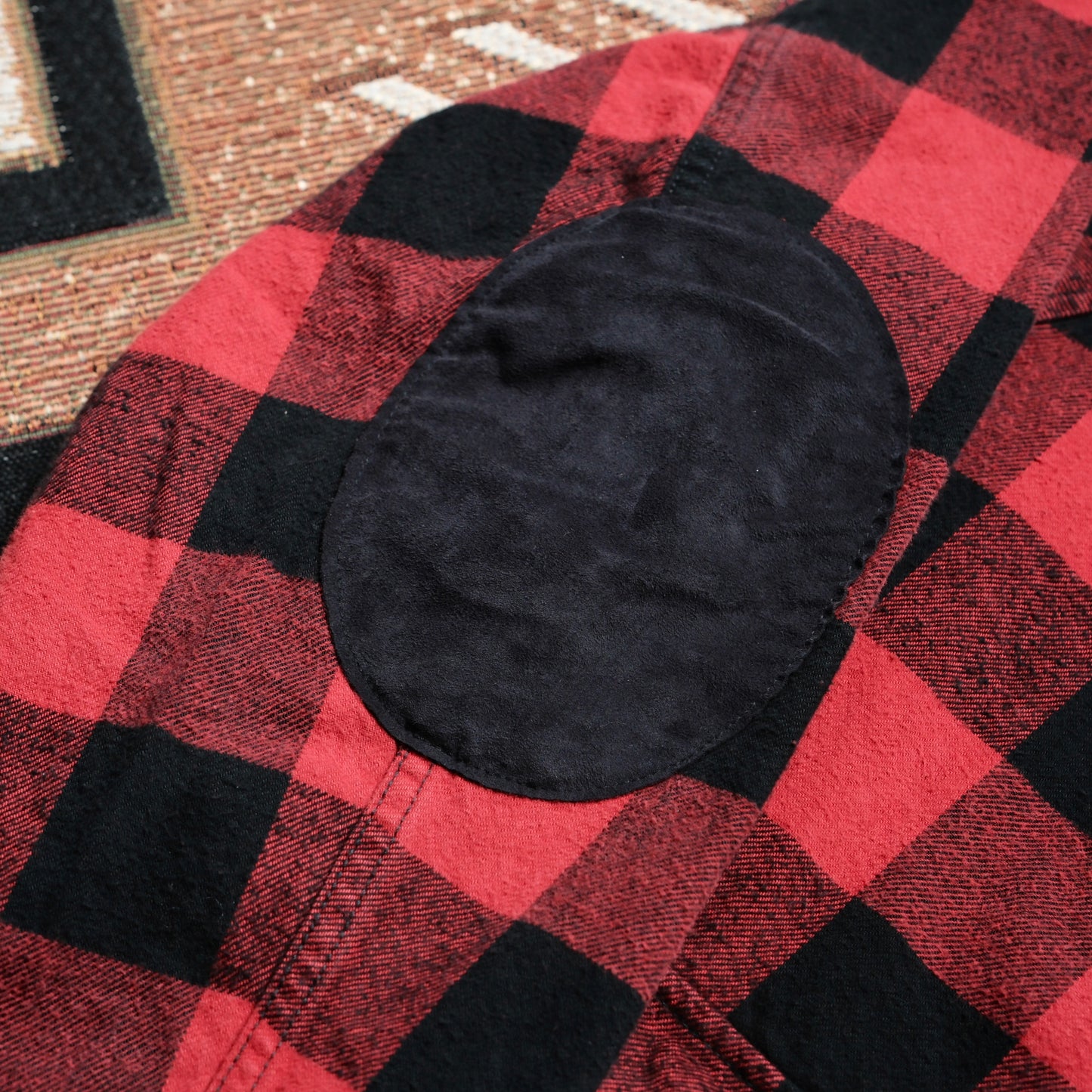 REMI RELIEF Block Checked Flannel Field Jacket with Elbow Patch