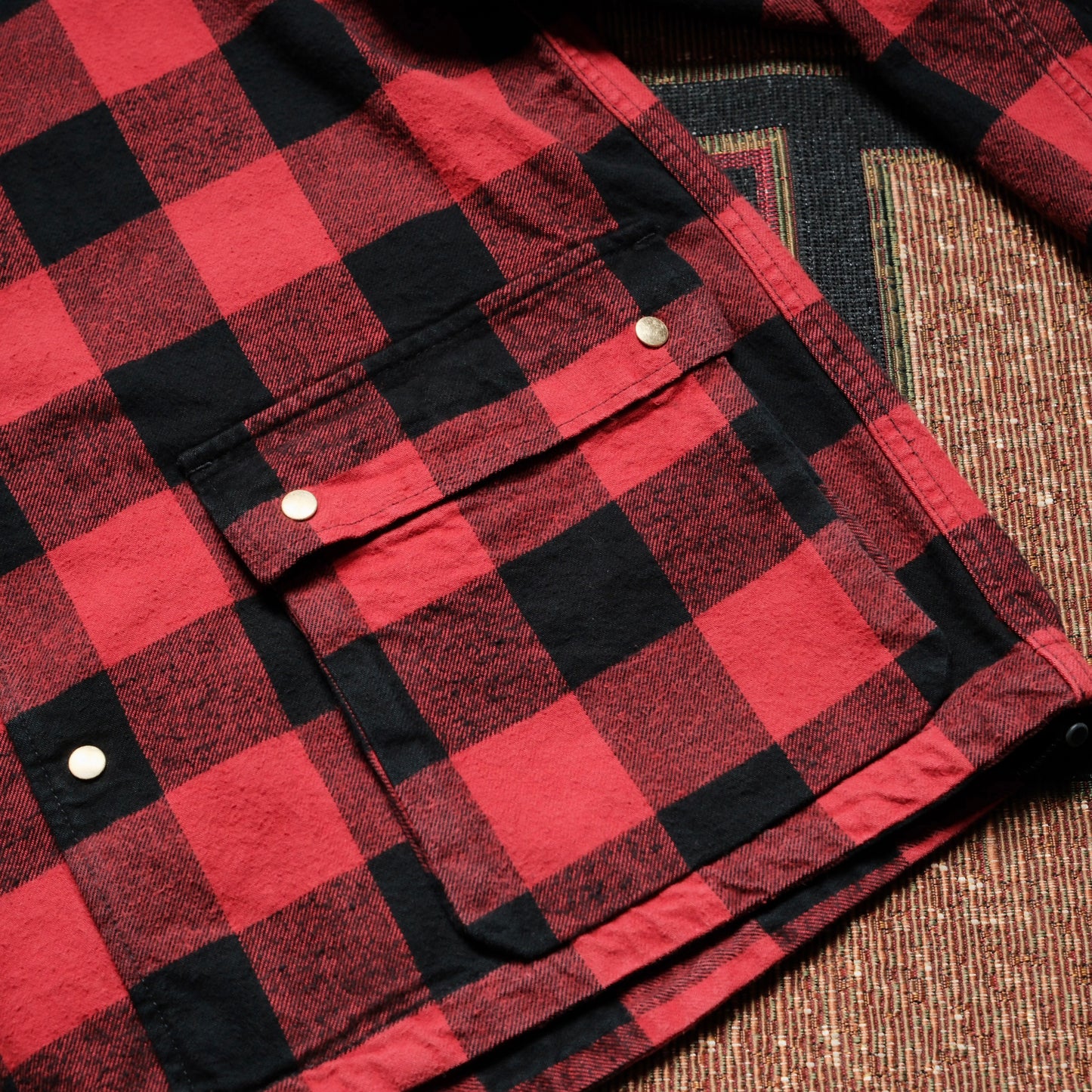 REMI RELIEF Block Checked Flannel Field Jacket with Elbow Patch
