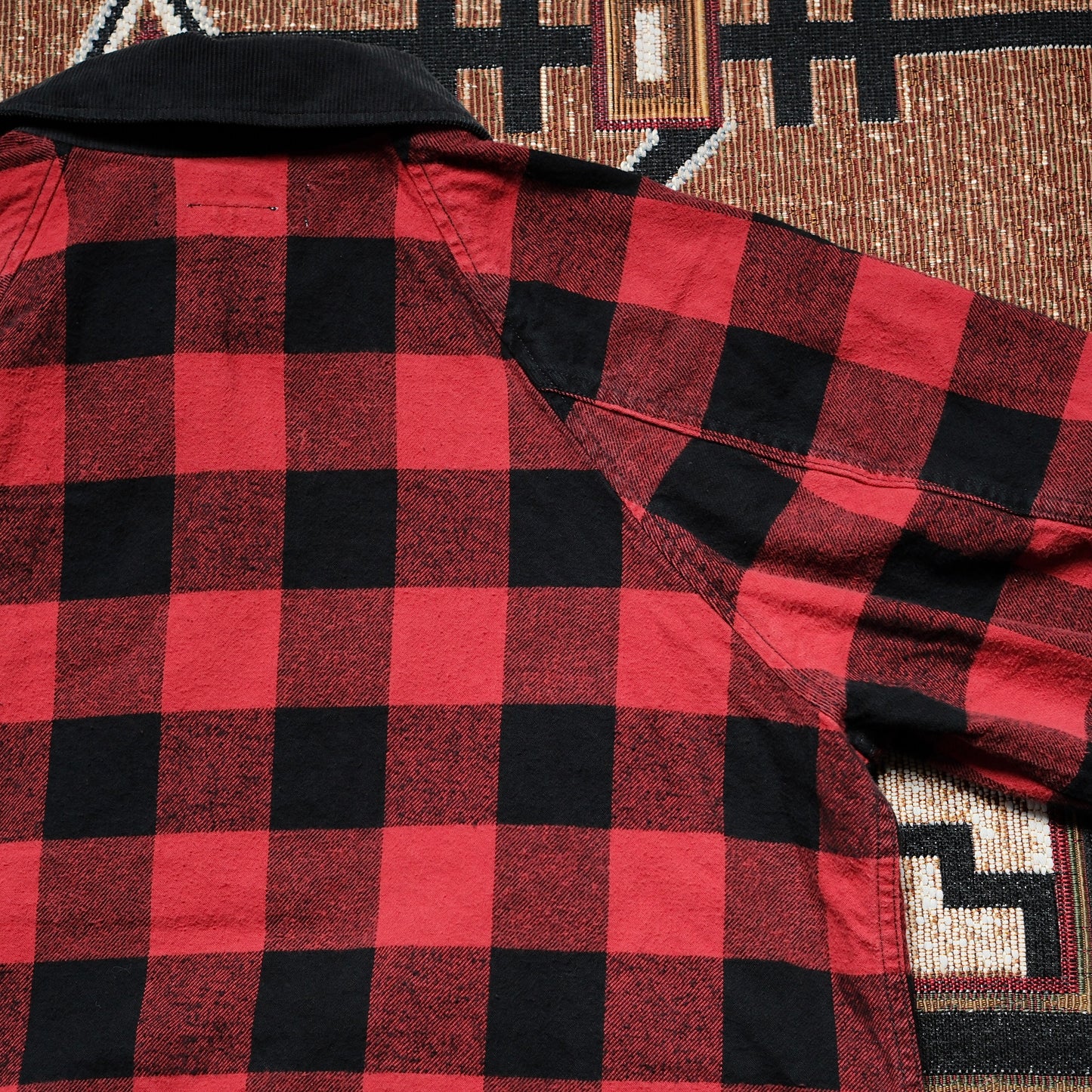REMI RELIEF Block Checked Flannel Field Jacket with Elbow Patch