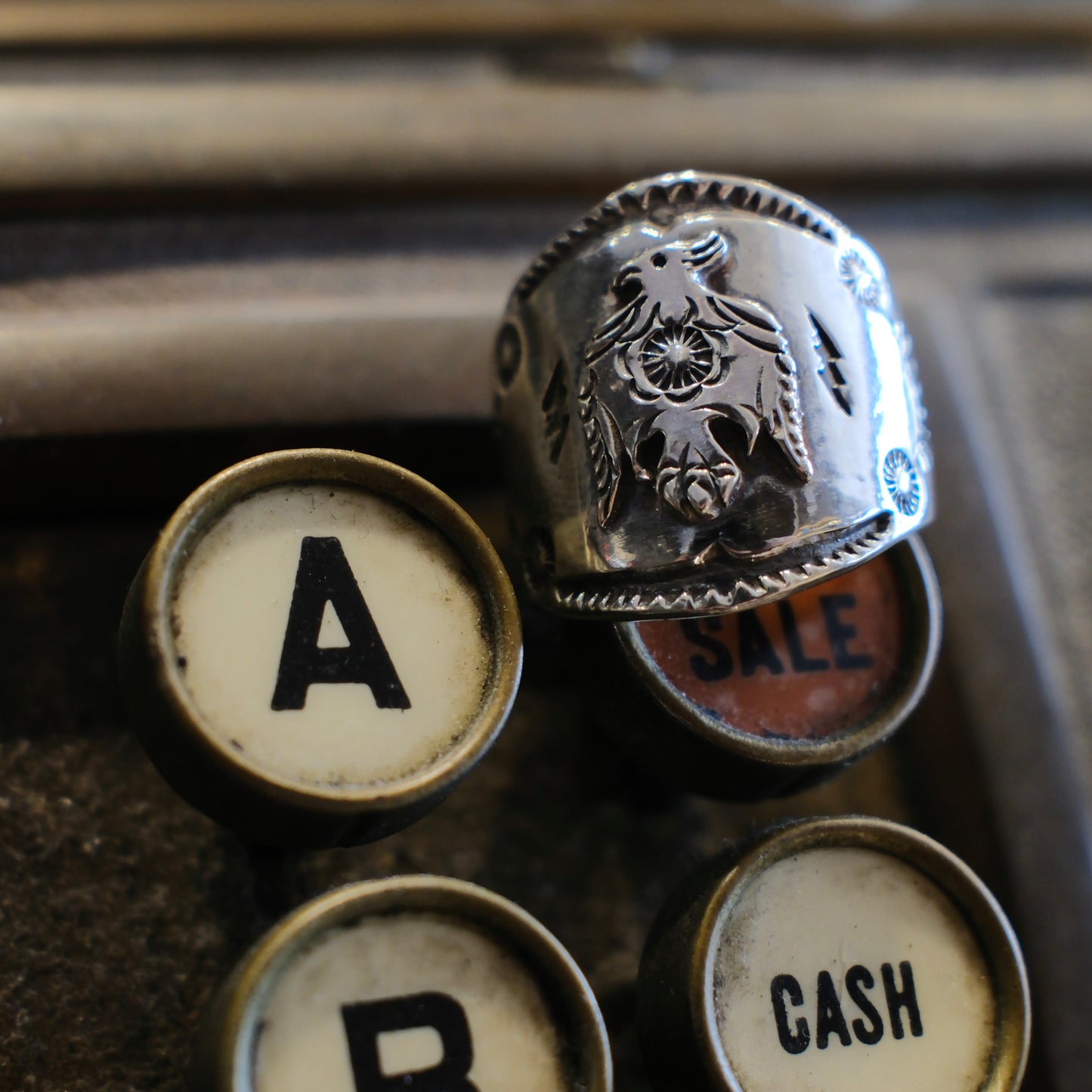 Dear Blossom Cigar Band Thunderbird Ring (R-035)