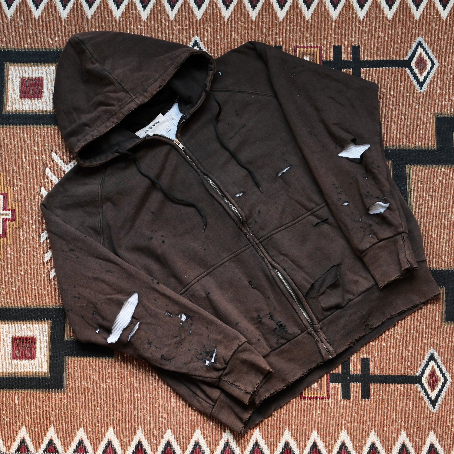 ANACHRONORM Hard Damaged Inner Waffle Sweat Parka