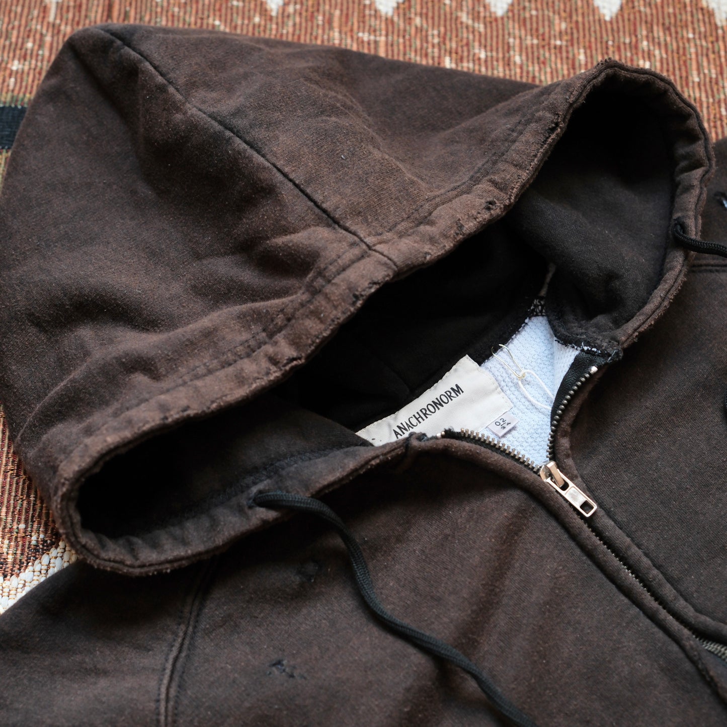 ANACHRONORM Hard Damaged Inner Waffle Sweat Parka