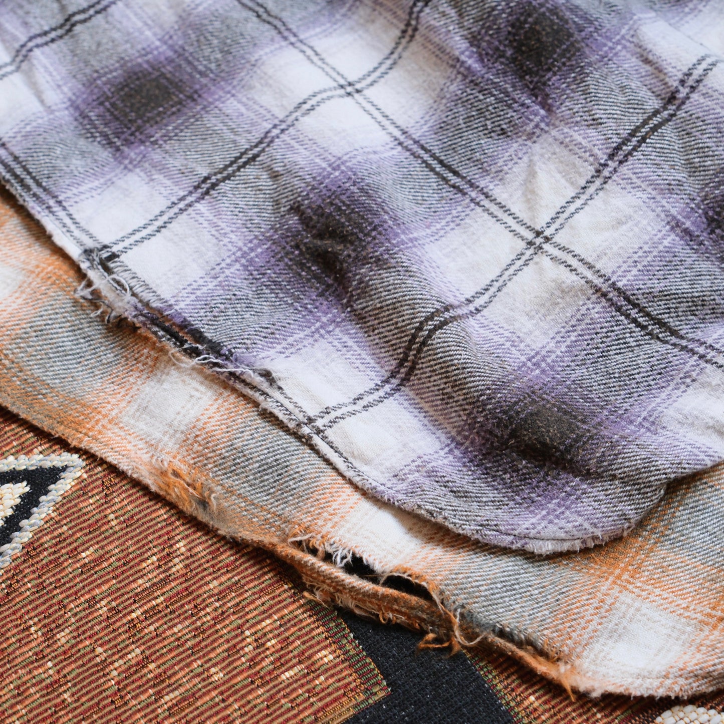 ANACHRONORM Ombre Check Damaged Wide Flannel Shirt