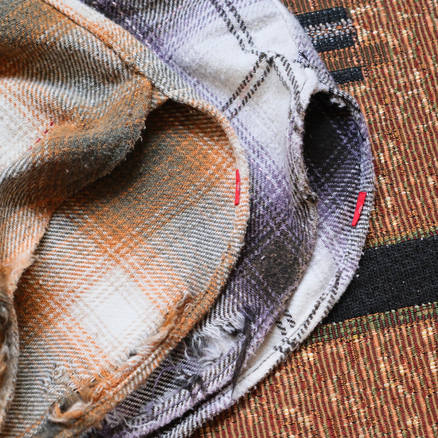 ANACHRONORM Ombre Check Damaged Wide Flannel Shirt