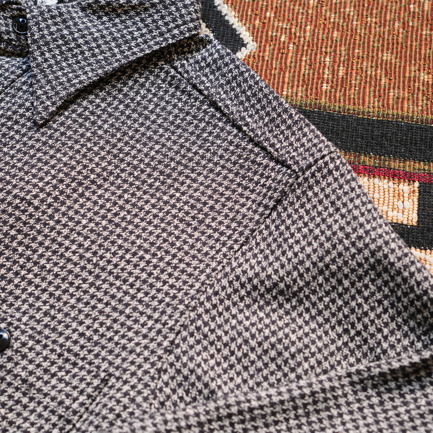 BLACK SIGN Triple Yarn Twill Houndstooth Open Pocket Work Shirt
