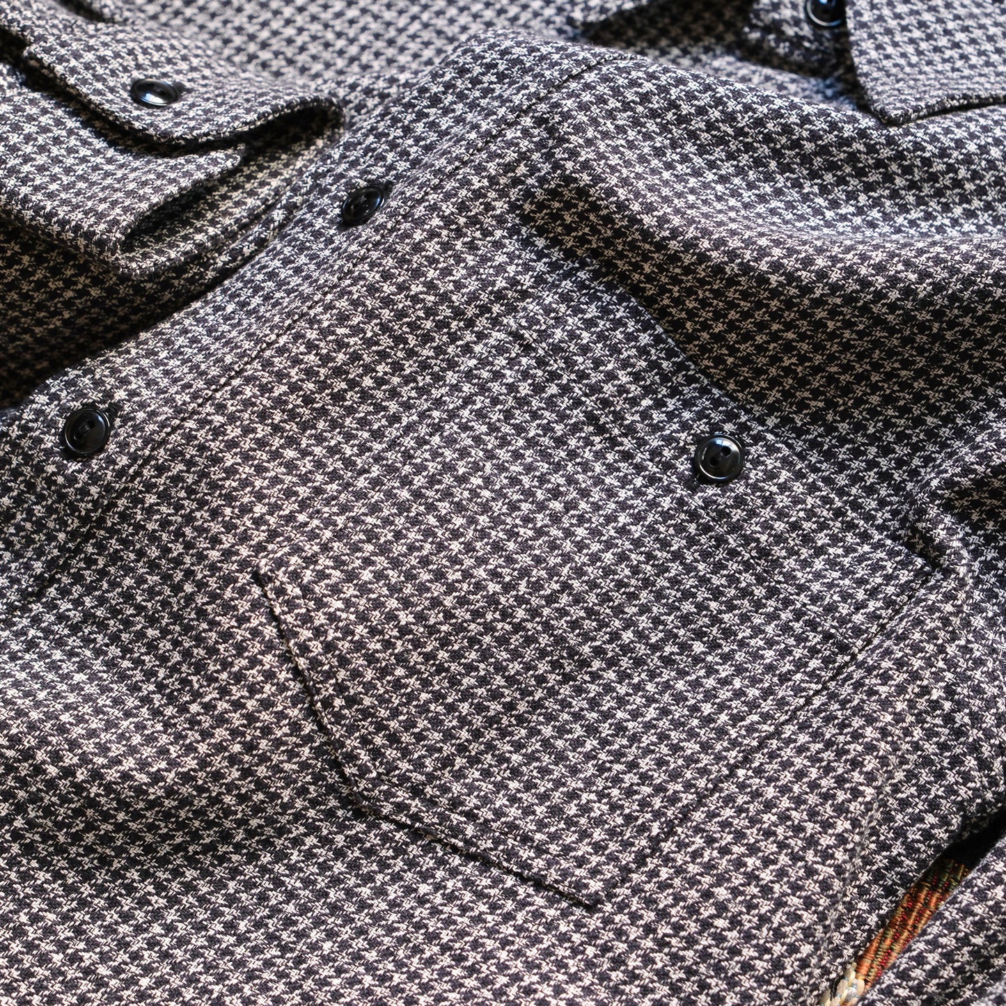 BLACK SIGN Triple Yarn Twill Houndstooth Open Pocket Work Shirt
