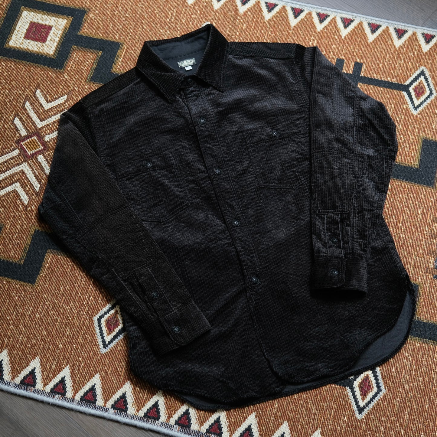 BLACK SIGN 1930s Shining Cord Soldier Shirt