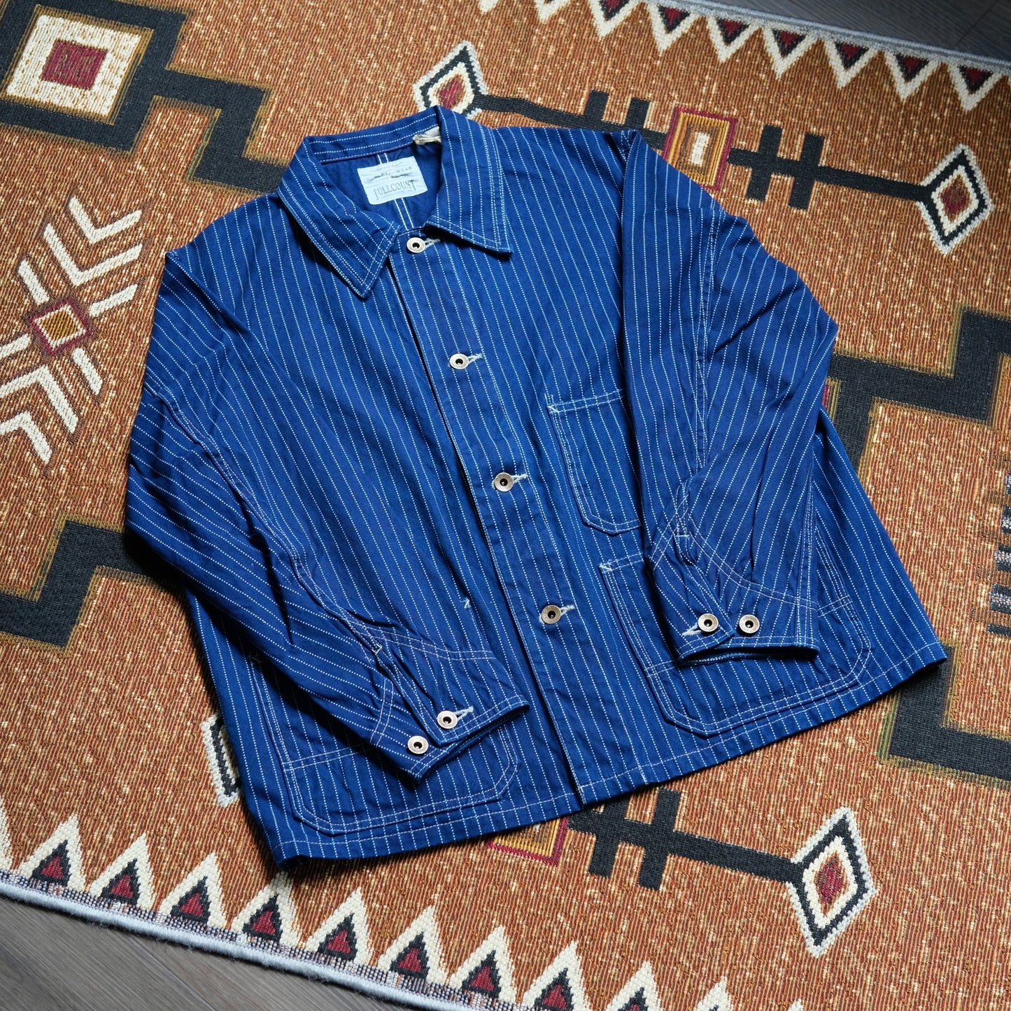 FULL COUNT Indigo Wabash Stripe Chore Jacket