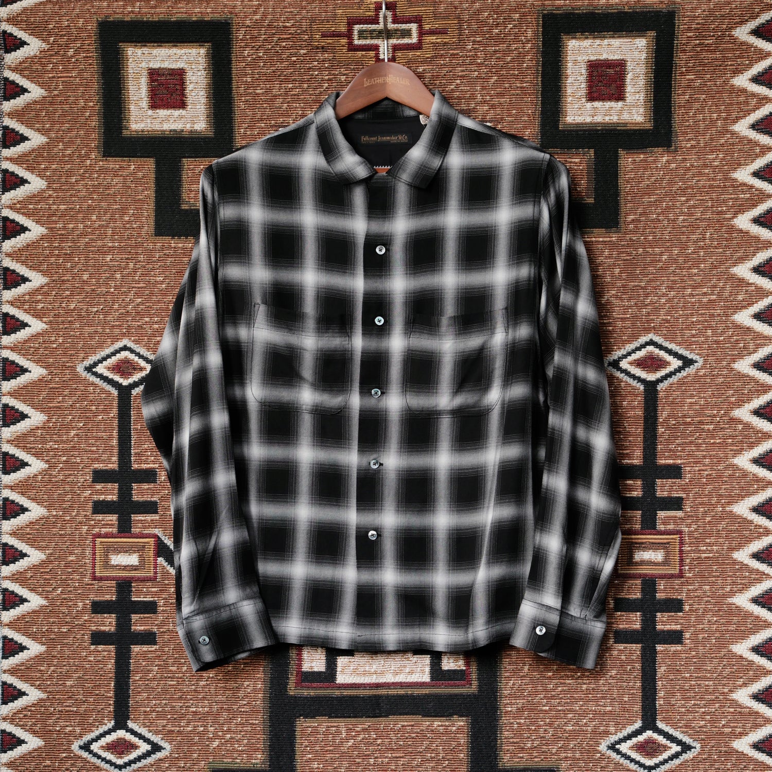 FULL COUNT Rayon Check Open Collar Shirt