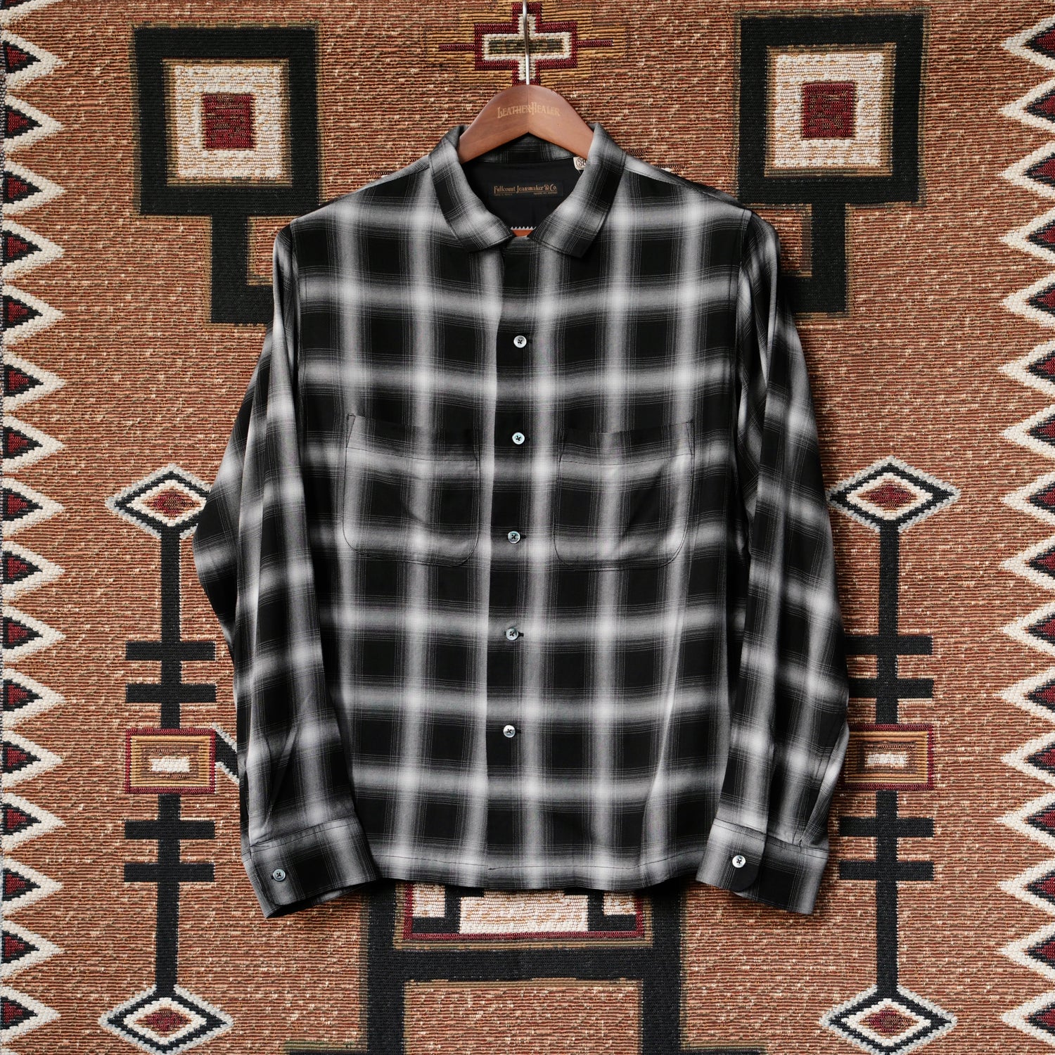 FULL COUNT Rayon Check Open Collar Shirt