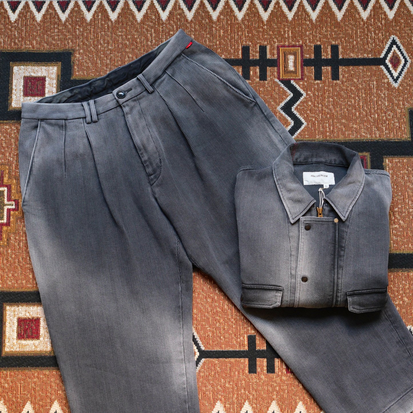 ANACHRONORM Heavy Pique 2 Tuck Wide Trousers (Aging)