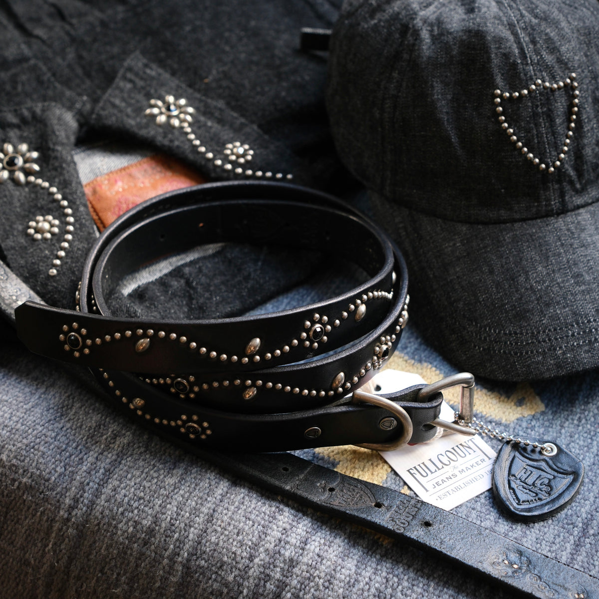 Full Count Flower Studs Belt by Zip Stevenson HTC