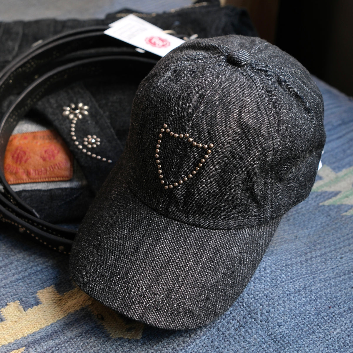FULL COUNT Black Denim Cap On Studs by Zip Stevenson HTC