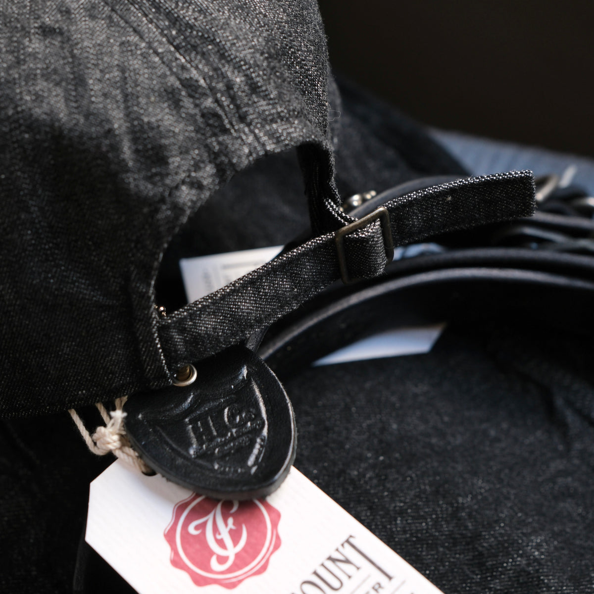 FULL COUNT Black Denim Cap On Studs by Zip Stevenson HTC