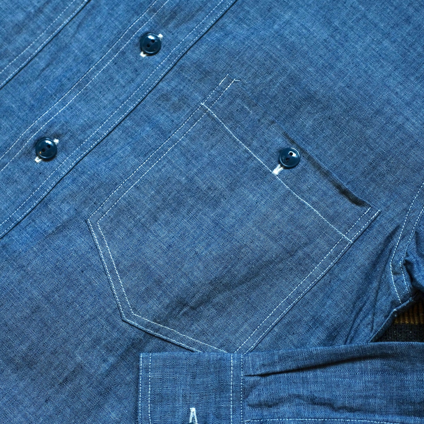 BLACK SIGN Open Pocket Working Chambray Shirt