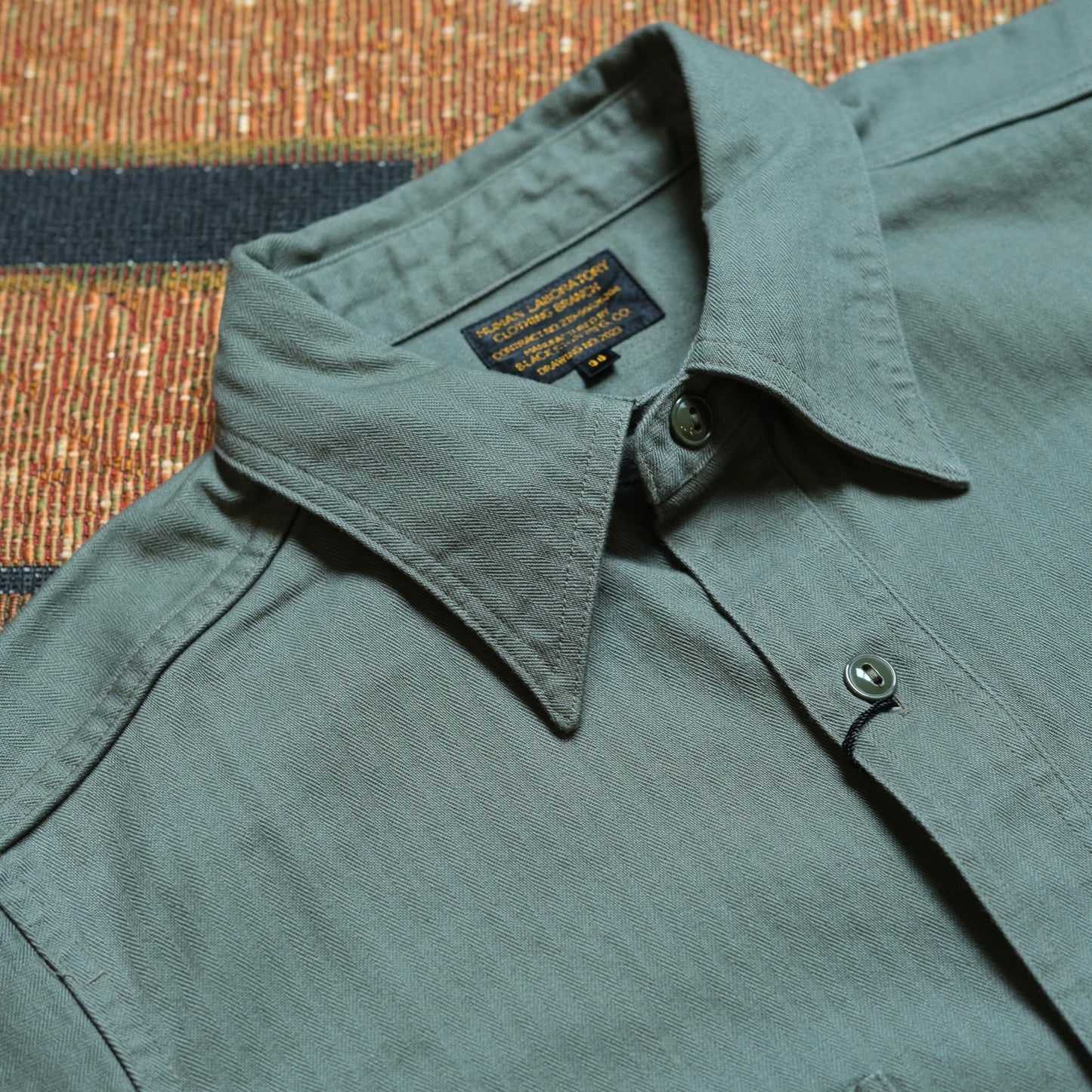 BLACK SIGN US Navy Herringbone Open Pocket Working Shirt