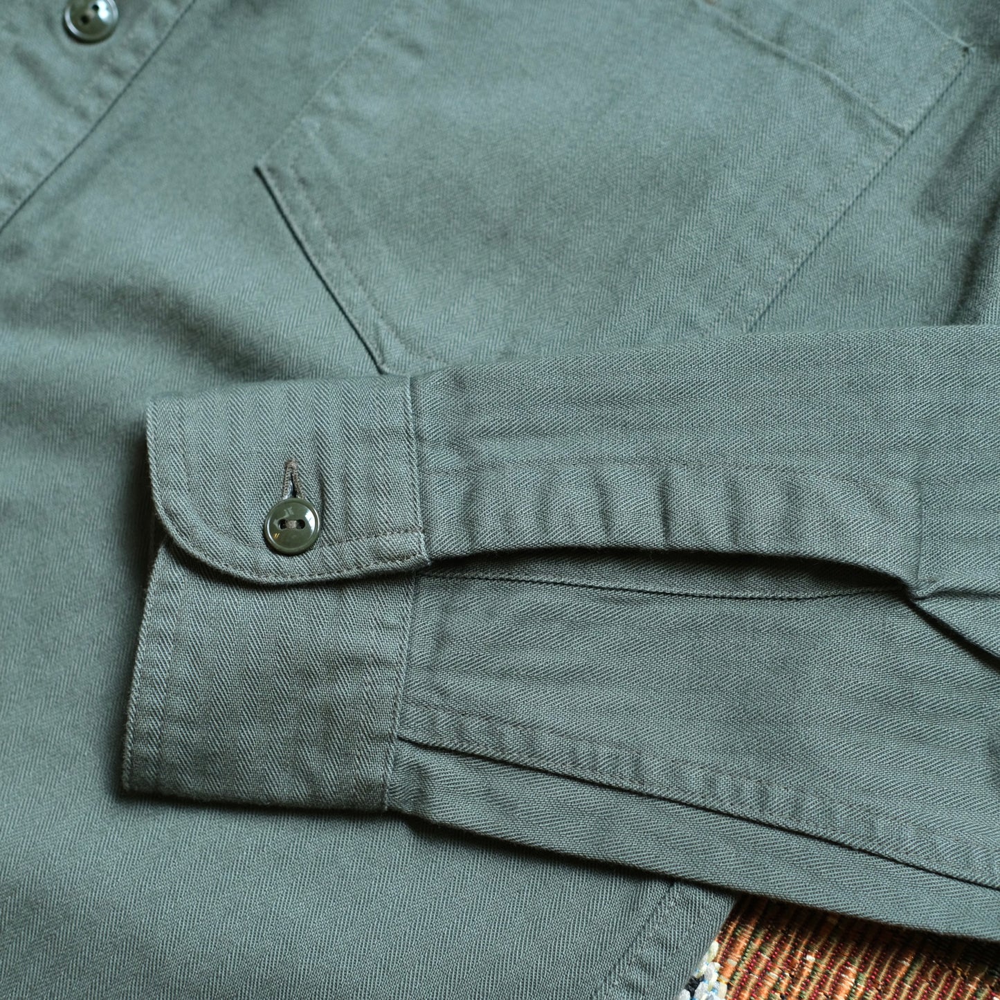 BLACK SIGN US Navy Herringbone Open Pocket Working Shirt