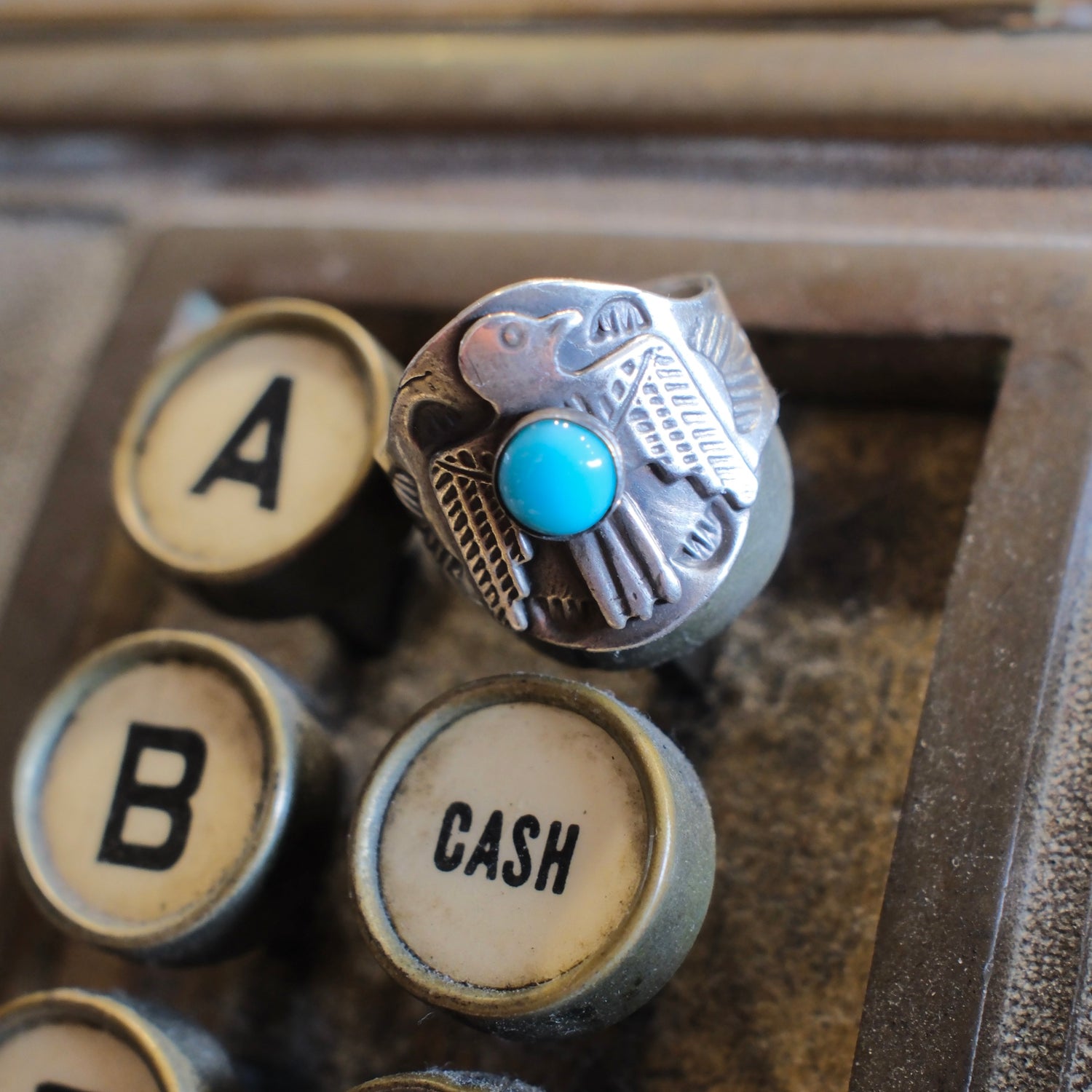 Red Rabbit Trading Co. Classic Cigar Band Ring (Turquoise)