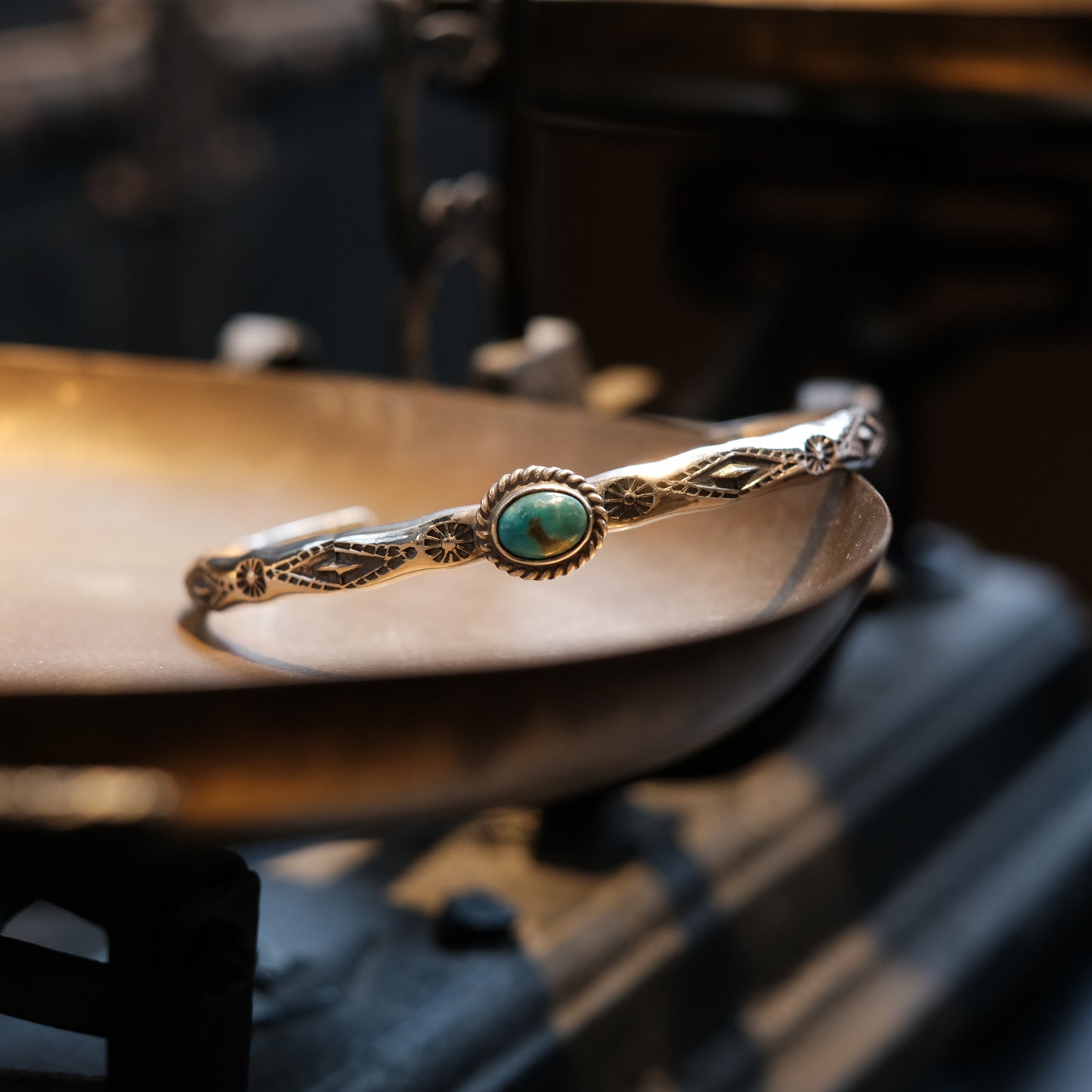 Dear Blossom Navajo Turquoise Bangle (B-028)